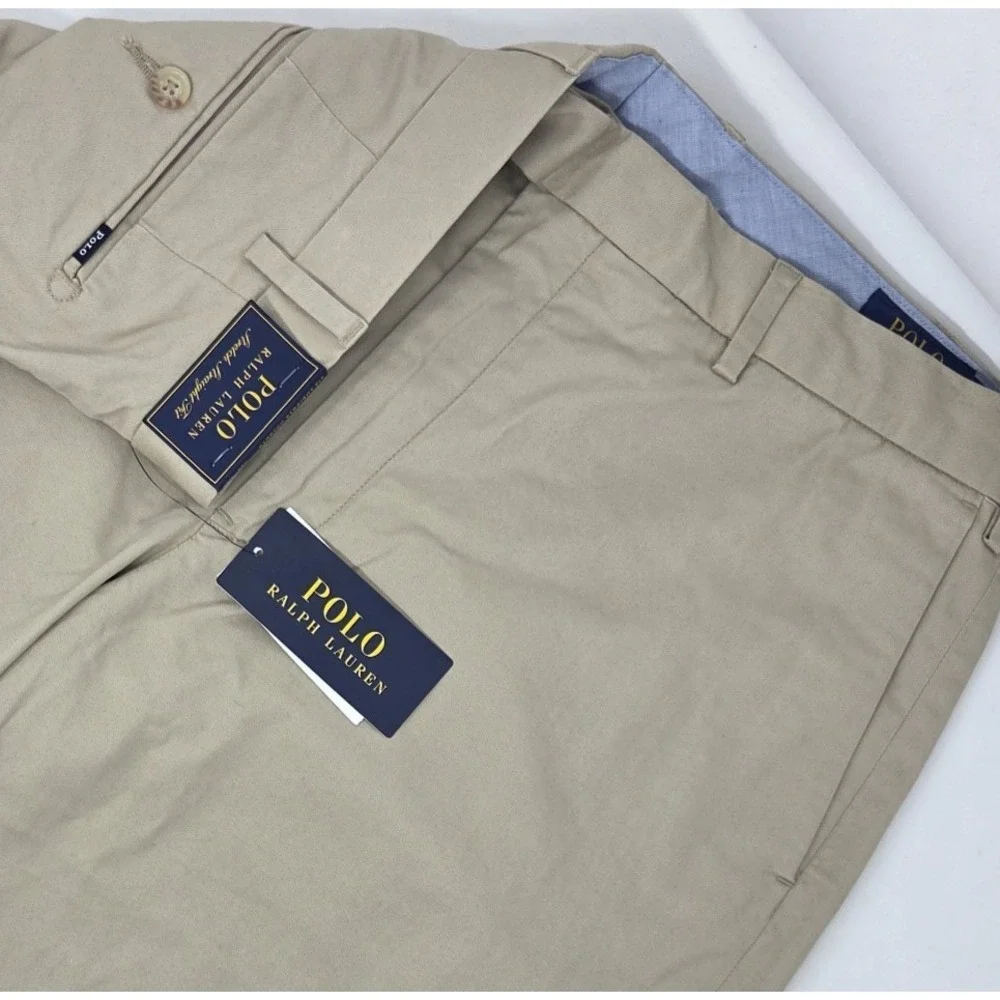 NEW Polo Ralph Lauren Greenwich Stretch Straight Chino Pant Mens 38x30 Beige NWT
